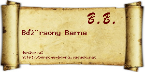 Bársony Barna névjegykártya