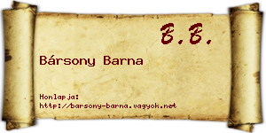 Bársony Barna névjegykártya